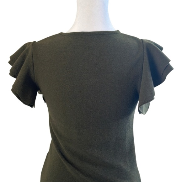 SHEIN Olive Green Ruffle Sleeve Bodysuit - Picture 6 of 7